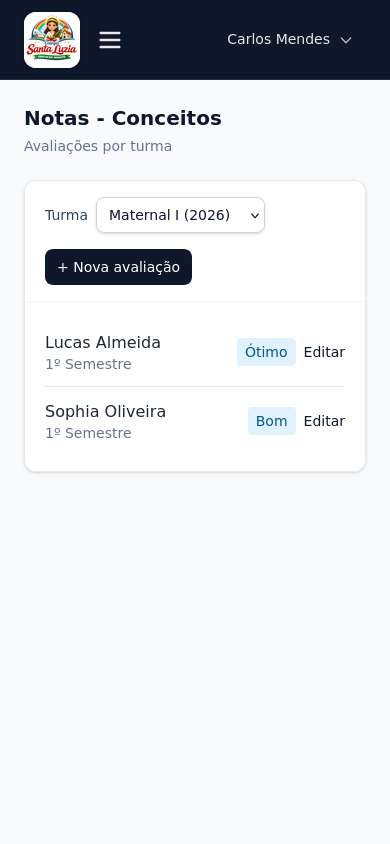 Avaliações (mobile)