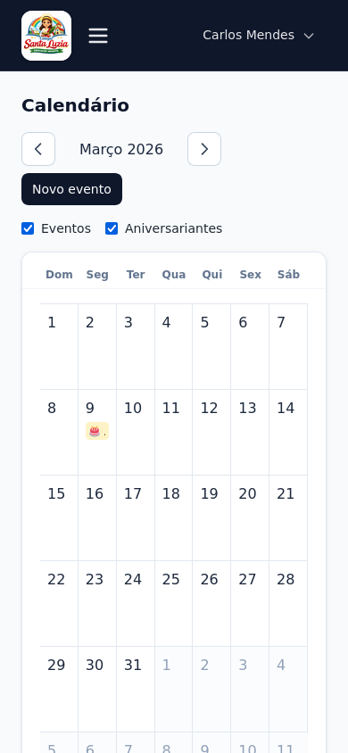 Calendário (mobile)