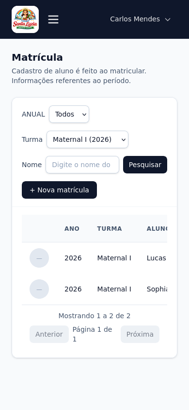 Matrículas (mobile)