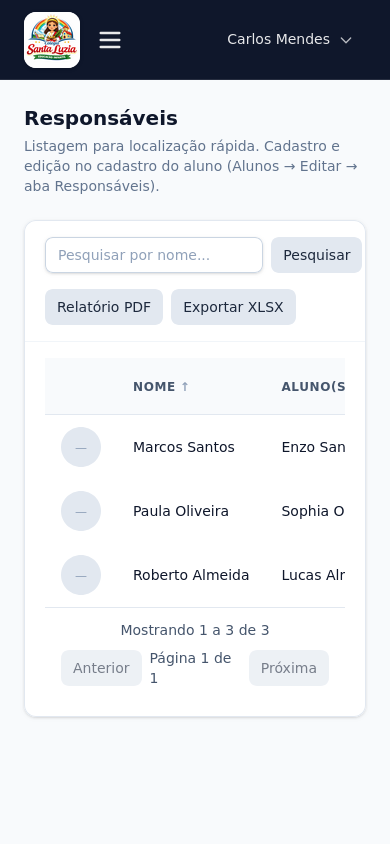 Responsáveis (mobile)